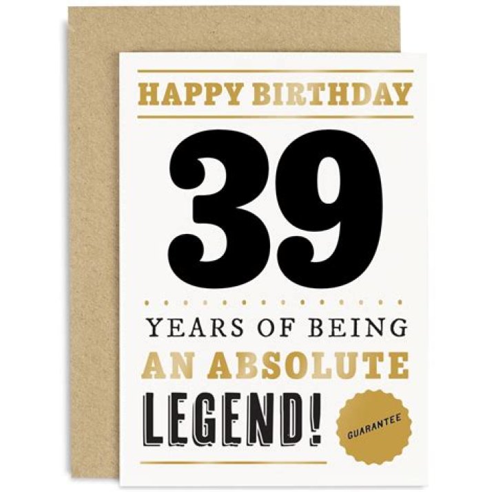 39th Birthday Card Funny Happy 39th Birthday Greeting Cards Etsy UK