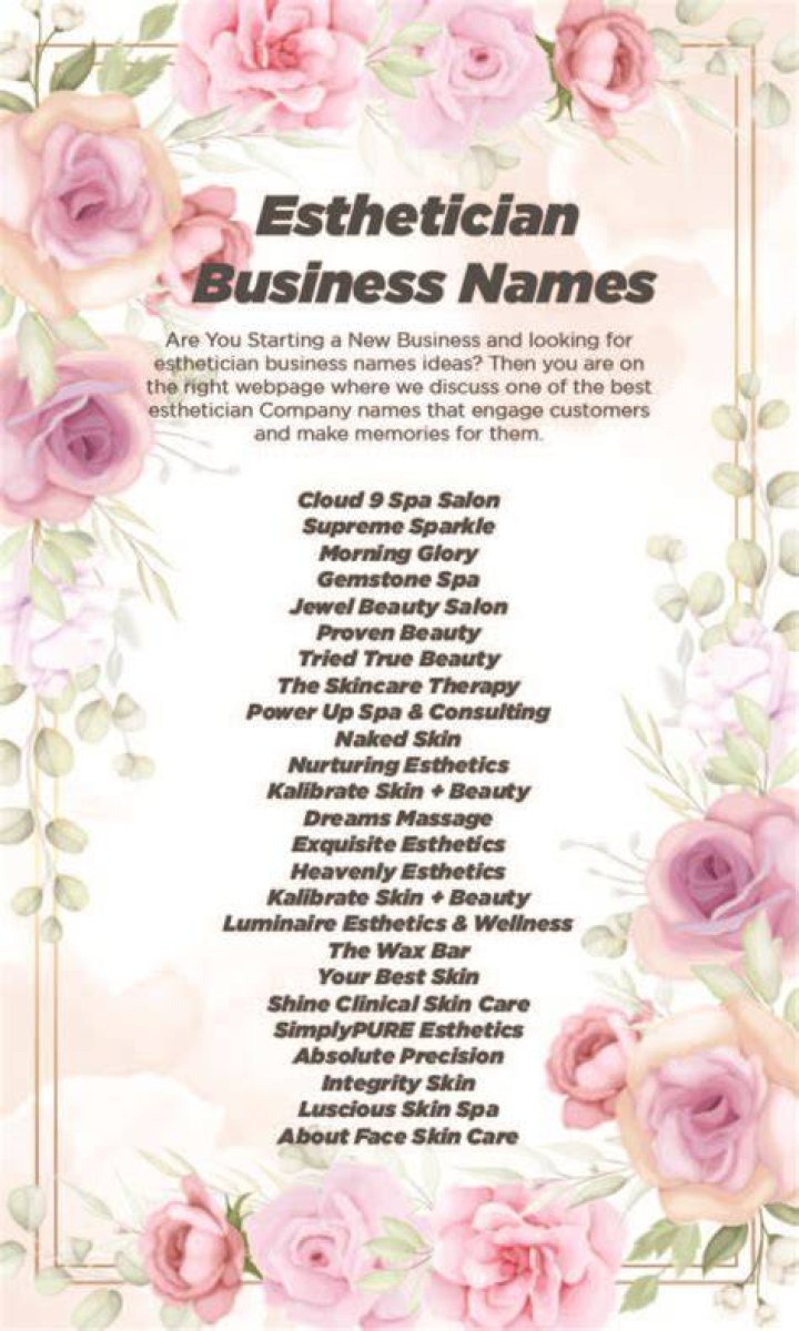 411+ Esthetician Business names ideas Esthetician, Catchy beauty