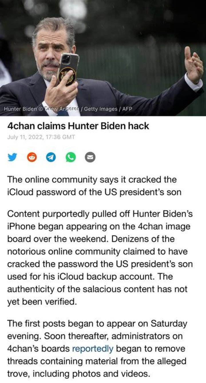 4chan Leaks Hunter Biden Icloud Storage Which Includes Child Porn And