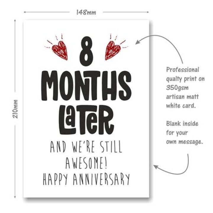 8th Month Anniversary Card 8 Months Later and Still Awesome Etsy UK