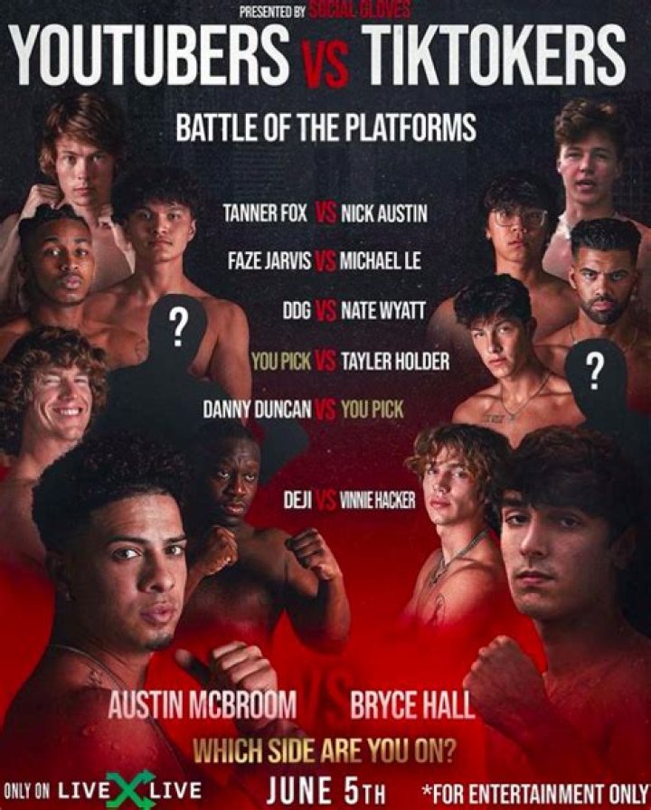 A YouTube vs TikTok boxing event is taking place this summer