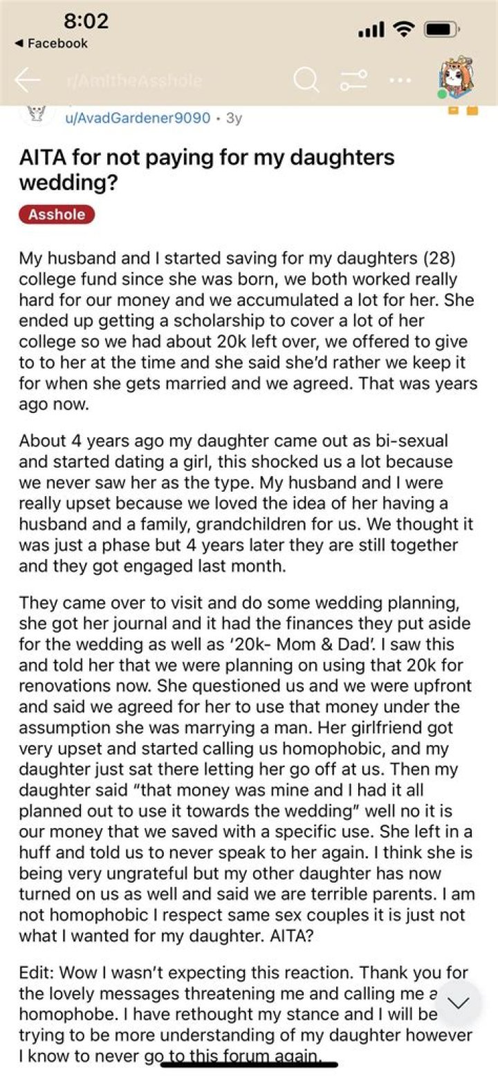 AITA for not paying for my daughter's wedding and university? YouTube