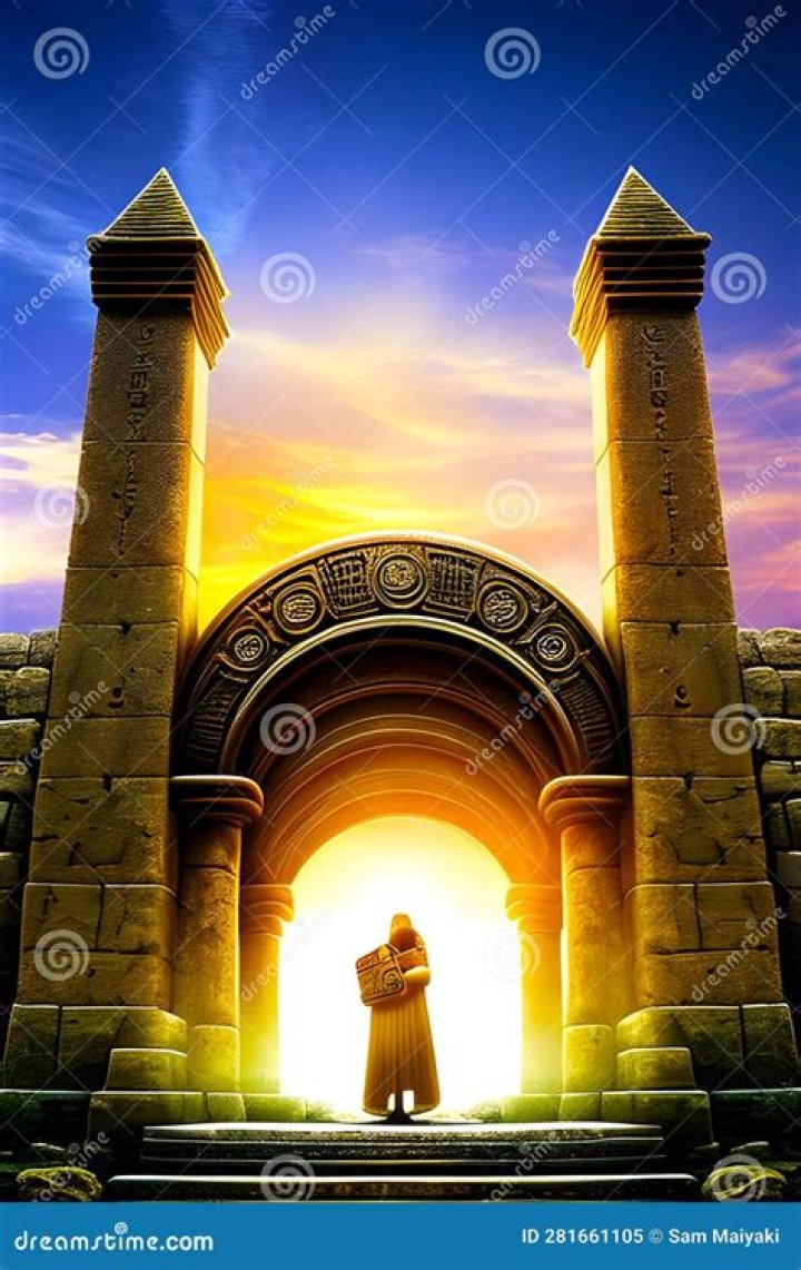 Ancient Stargate With A Man Walking Through Generated By Ai Royalty
