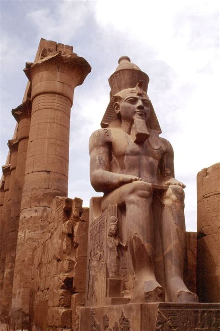 ancientart Seated Ramses II at the Ancient Egyptian Luxor Temple