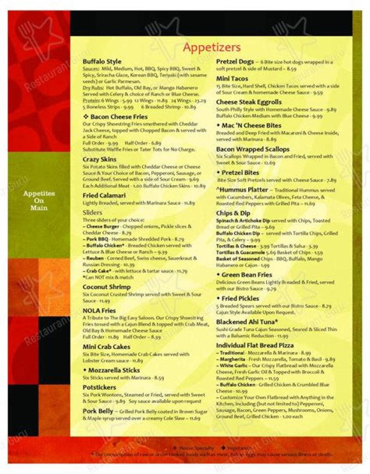 Appetites on Main Menu Exton • Order Appetites on Main Delivery Online