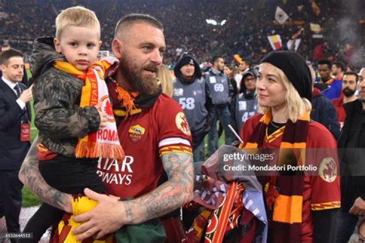 AS Roma football player Daniele De Rossi, with his wife, Stock Photo