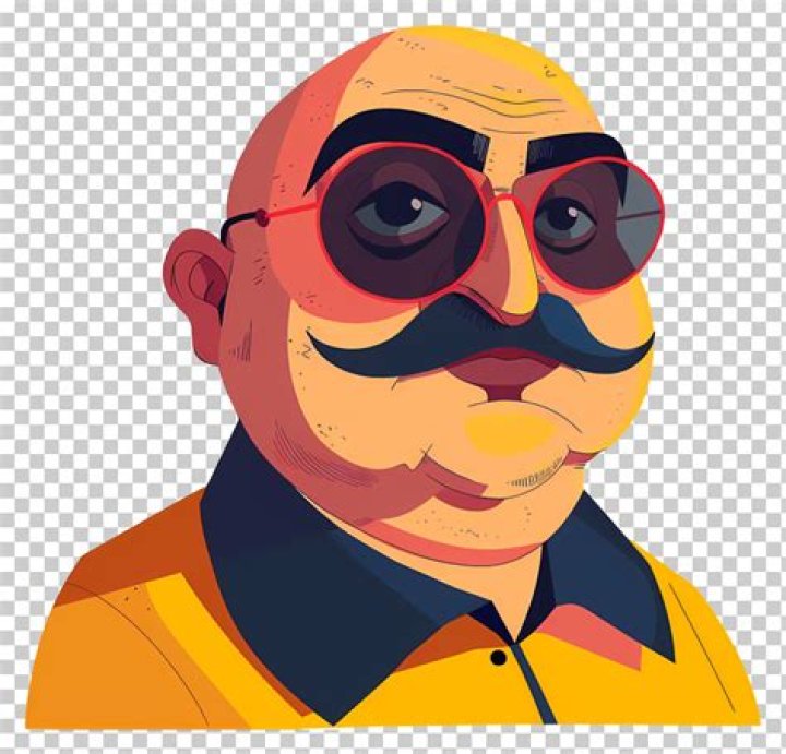 Bald man cartoon character with mustache Vector Image