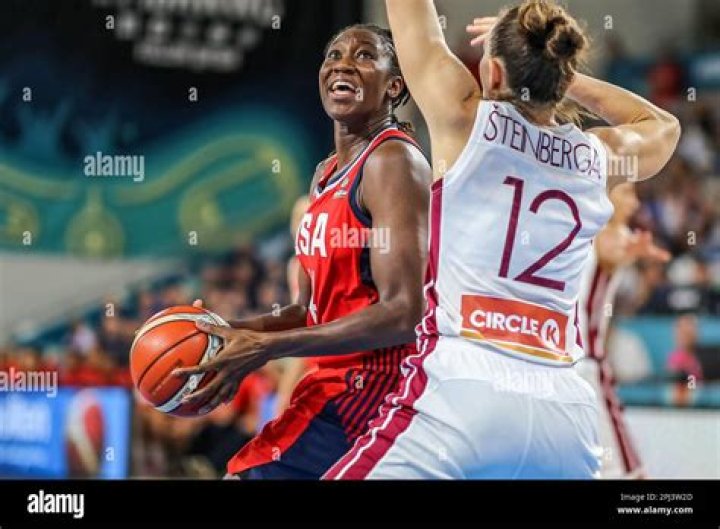 Basketball Player, Tina Charles, in Action during Women`s Basketball