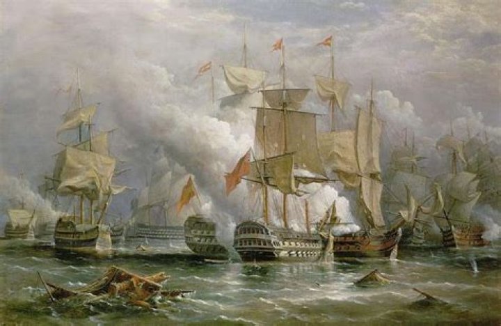 Battle Of Cape St. Vincent. Ship Pelayo Aids The Ship Santisima