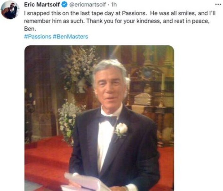 Ben Masters Dead 'Passions' Star Dies at 75