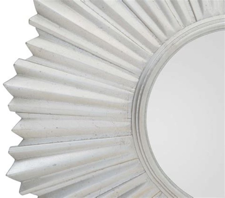 Bernhardt Allure Round Mirror in White & Silver 399335