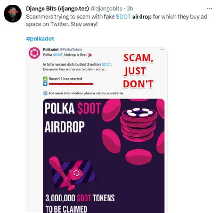 Beware! 3M Polkadot Airdrop Is Fake, Twitter Scammers Run Rampant
