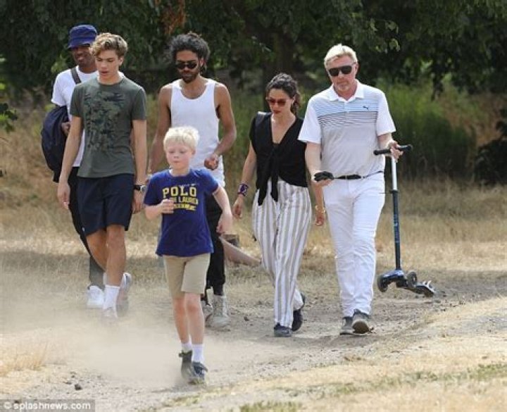 Boris Becker enjoys a walk with his children in Wimbledon Daily Mail