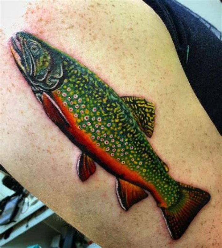 Brook Trout tattoo by Kohki at RinKG tattoo in Shibuya, Tokyo, Japan