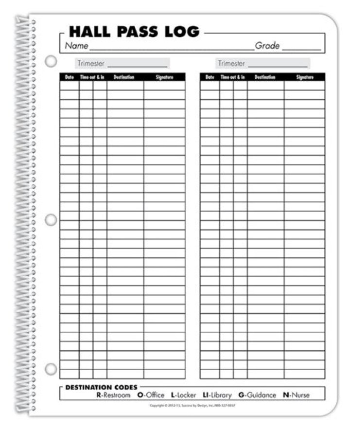 Cardstock Hall Pass Pages Minimize Daily Disruptions