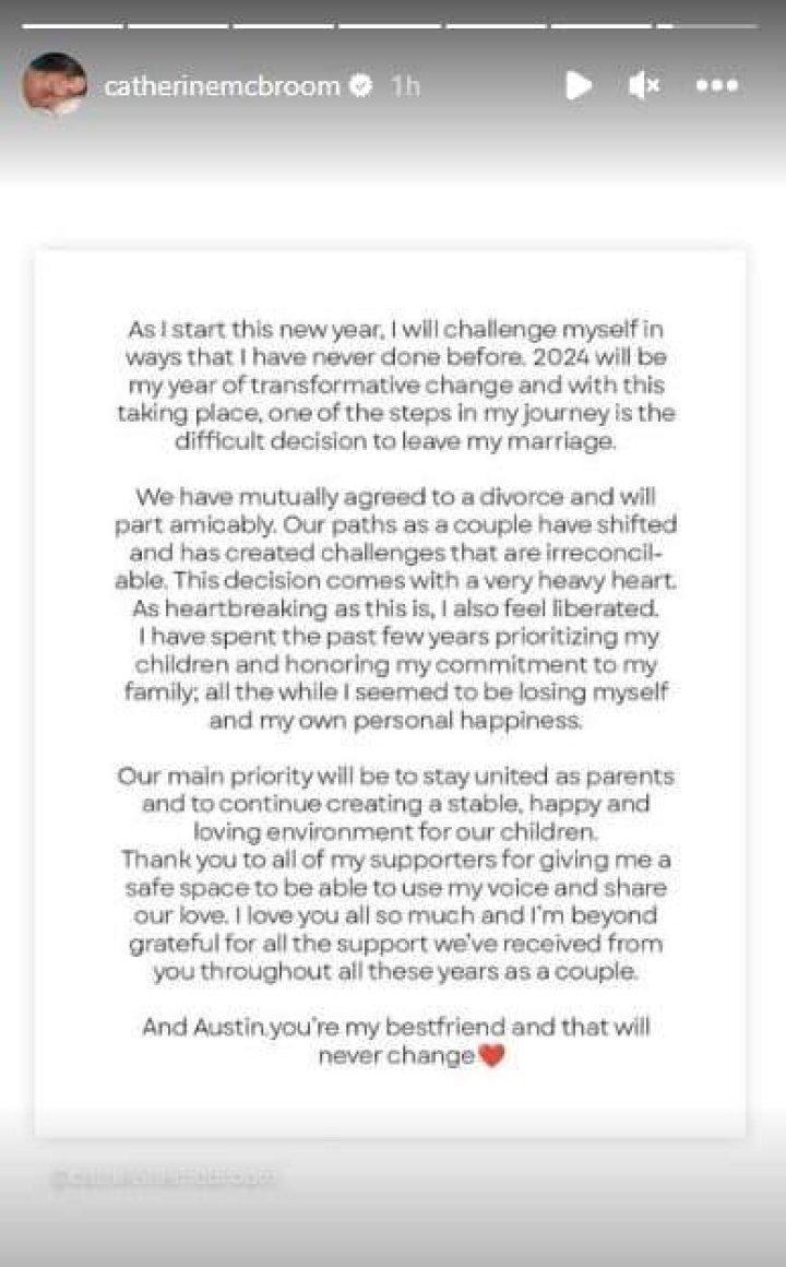 Catherine McBroom divorces Austin McBroom due to &ldquo;irreconcilable