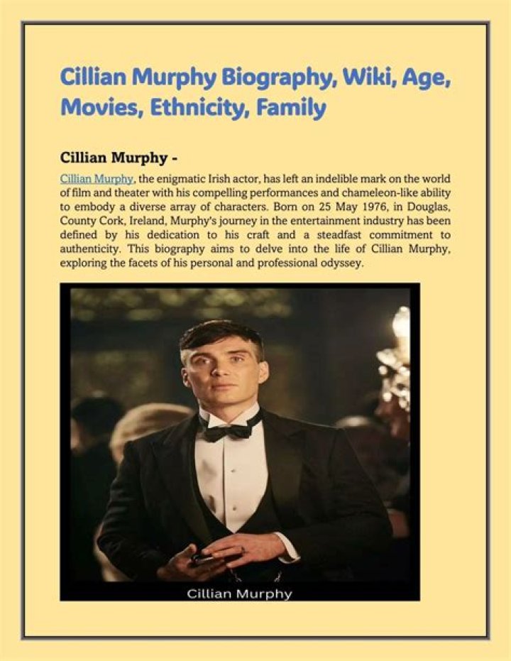 Cillian Murphy Wiki Bio Age Net Worth And Other Facts Facts Five