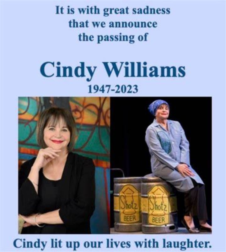 Cindy Williams funeral, burial service, pictures, date, time, venue