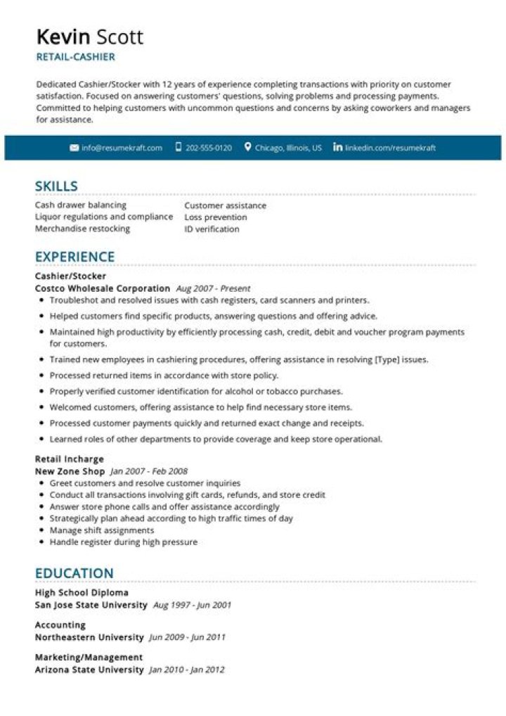 Cvs Clerk Cashier Resume Sample Resume Example Gallery
