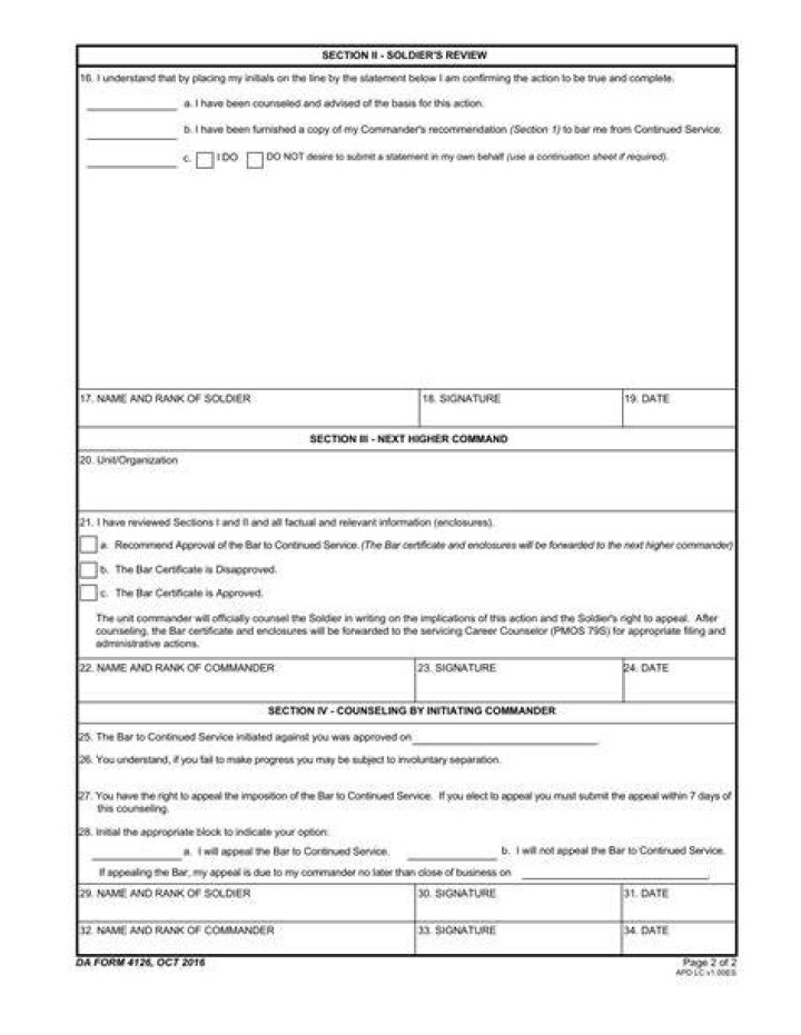 Da Form 4126 Fillable Printable Forms Free Online