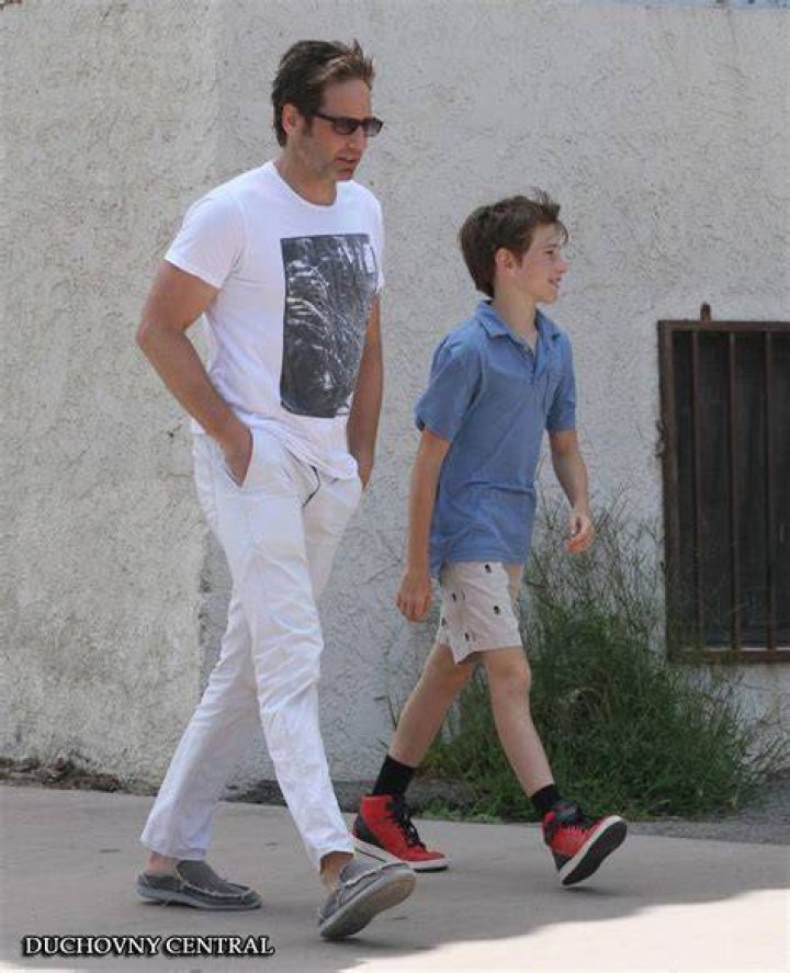 David Duchovny and son Miller Duchovny attend Knicks game at Madison