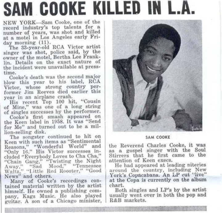 December 11, 1964 Sam Cooke Shot Dead Best Classic Bands