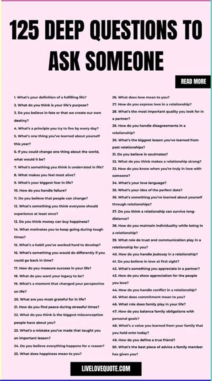 deep questions to ask a girl Questions To Get To Know Someone, Deep