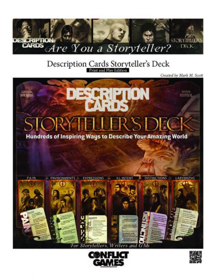 Description Cards Storytellers Deck PAIN CARDS excerpt (Creative