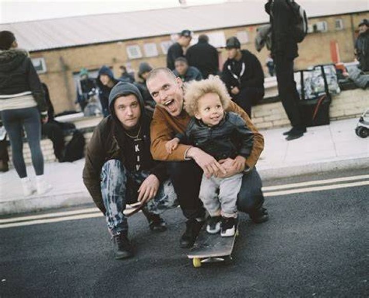Ed Skrein with his son Ollie, Marley, Grove