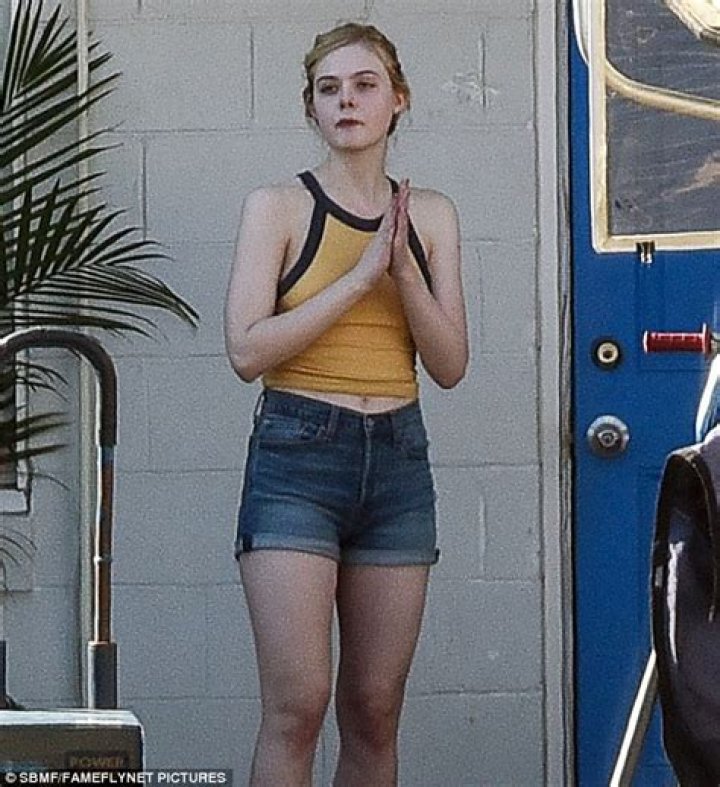 Elle Fanning in Blue Bikini on the set of Galveston 34 GotCeleb