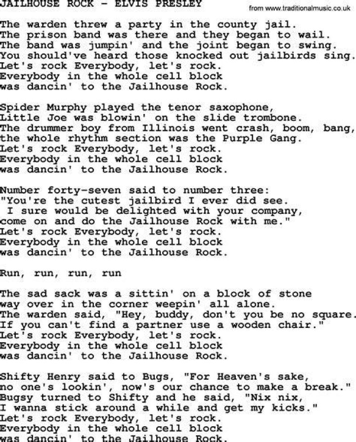 Elvis Presley Jailhouse Rock (Lyrics)
