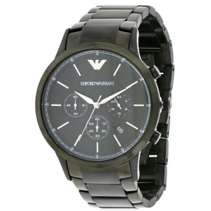 Emporio Armani Black Stainless Steel Chronograph 43mm Watch Black