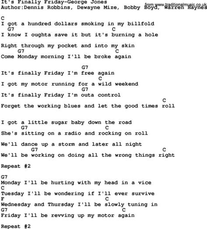 FINALLY FRIDAY CHORDS by Jones ChordLines