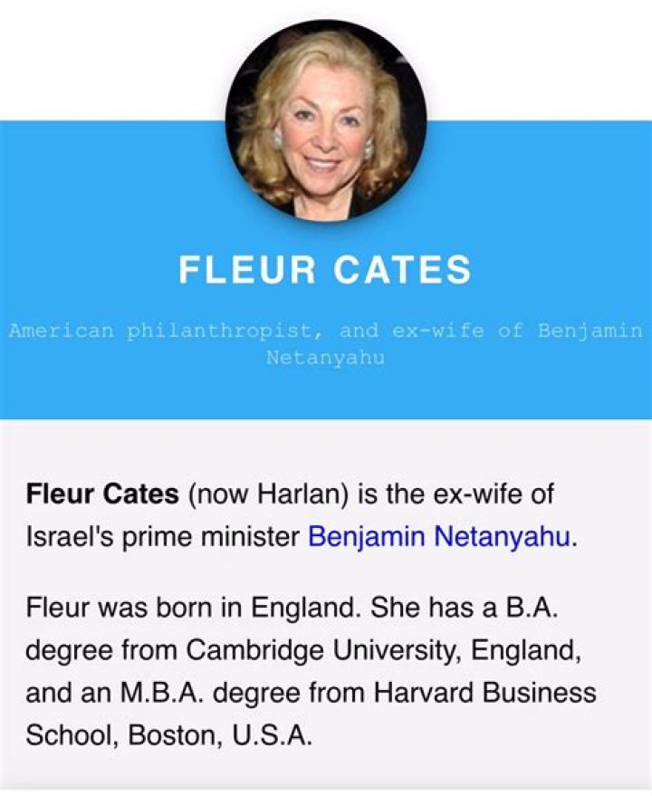 Fleur Cates' Meeting With Benjamin Netanyahu Revealed