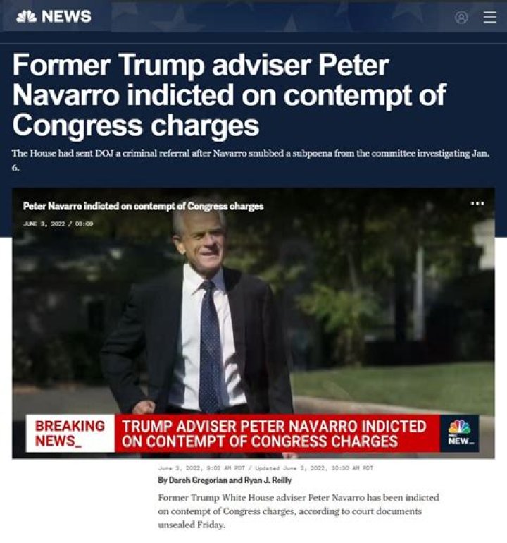 Former Trump Advisor Peter Navarro Subpoenaed in DOJ's Jan. 6 Probe
