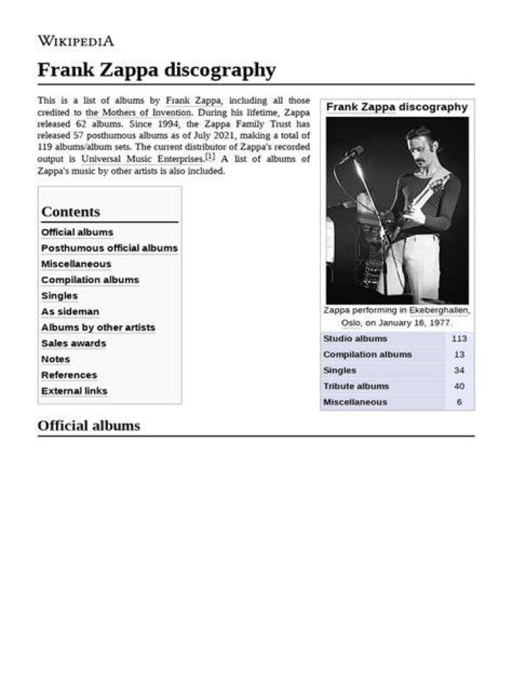 Frank Zappa Discography Most UptoDate Encyclopedia, News & Reviews