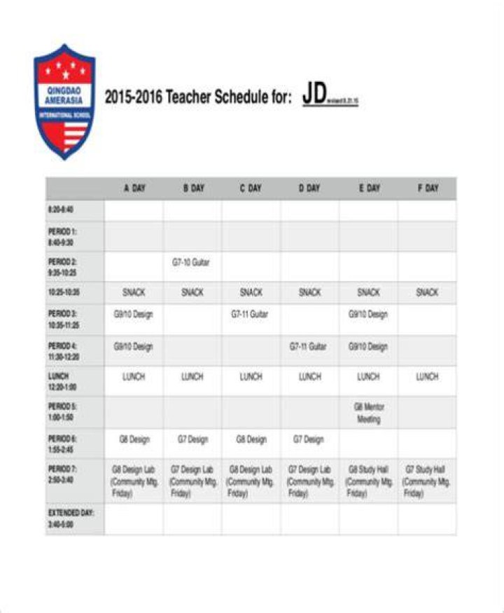 FREE 11+ Teacher Schedule Samples & Templates in PDF MS Word