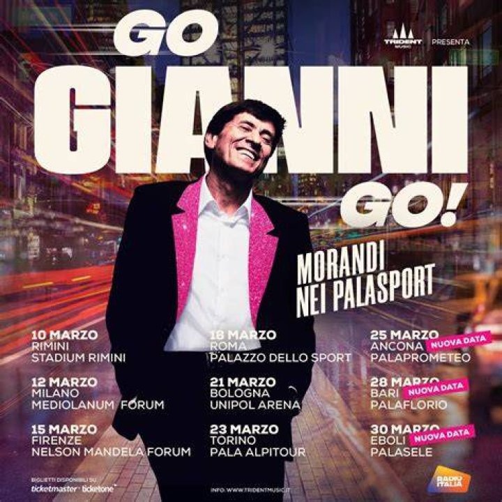 Gianni Morandi tour dates 2022 2023. Gianni Morandi tickets and