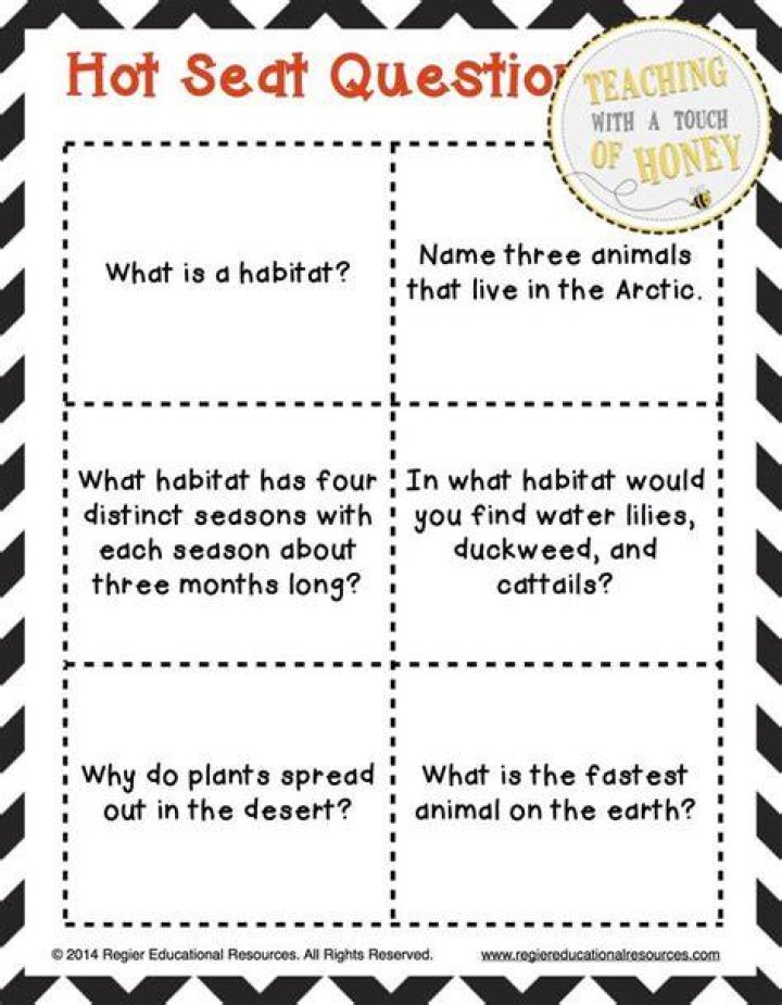 Habitat Hot Seat Questions FREEBIE! Hot seat questions, Classroom