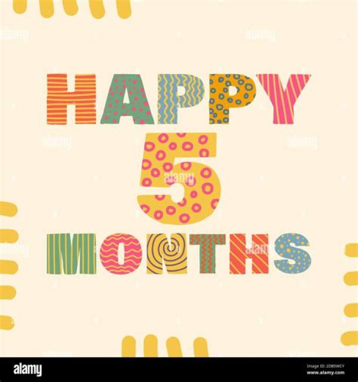 Happy 5 month. Congratulatory lettering children's style, cartoon