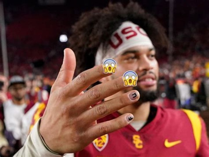 Heisman favorite Caleb Williams paints his nails with 'FU' message to