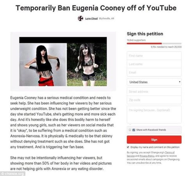 Is Eugenia Cooney video blogger promoting anorexia? Petition to ban her