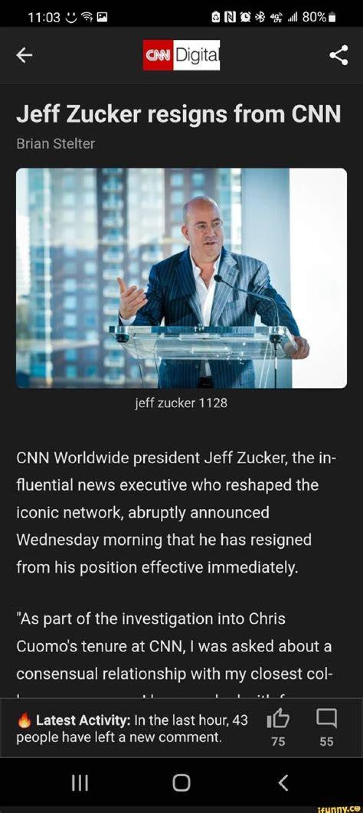 Jeff Zucker Resigns From CNN After Relationship With Top Executive