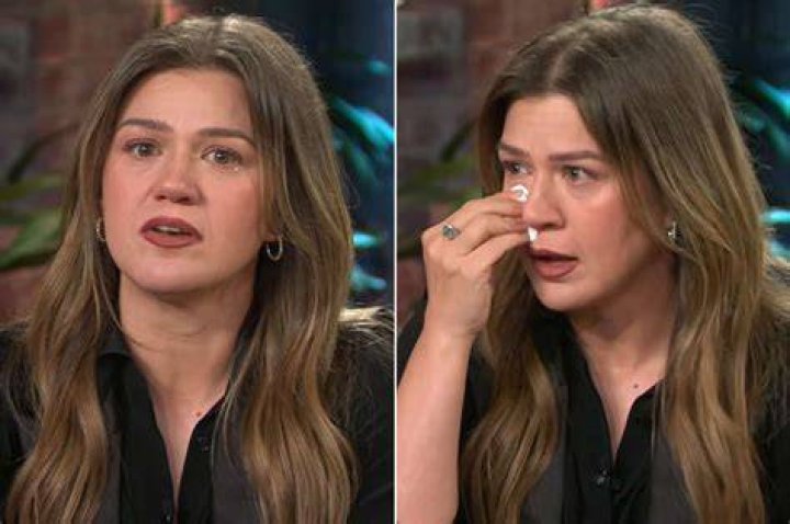 Kelly Clarkson breaks down in tears while speaking with protester about