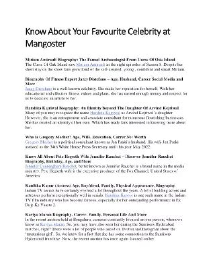 Know About Your Favourite Celebrity at Mangoster by Mangoster Blog Issuu