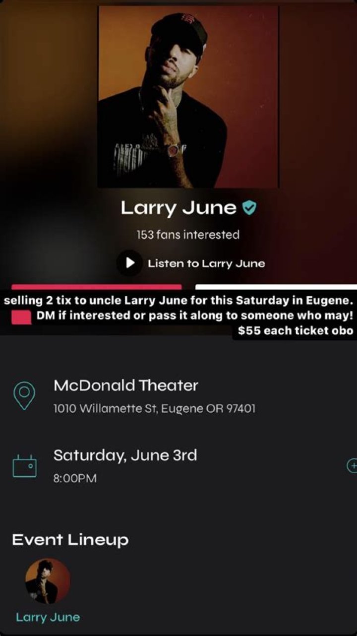 Larry June Tickets 10th July The Fillmore