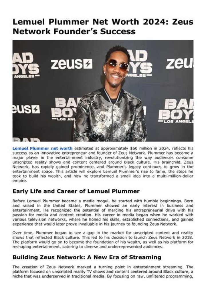 Lemuel Plummer Net Worth 2022Age, Profession, And Wife The Famous Things