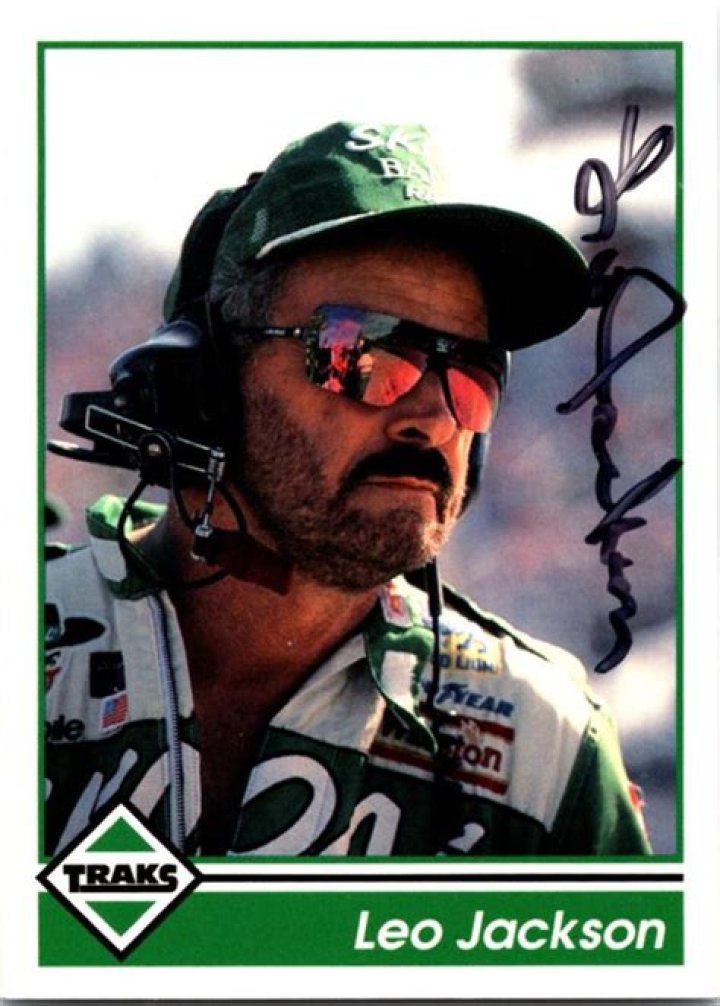 Leo Jackson autographed trading card (NASCAR Driver, SC) 1992 Traks 119
