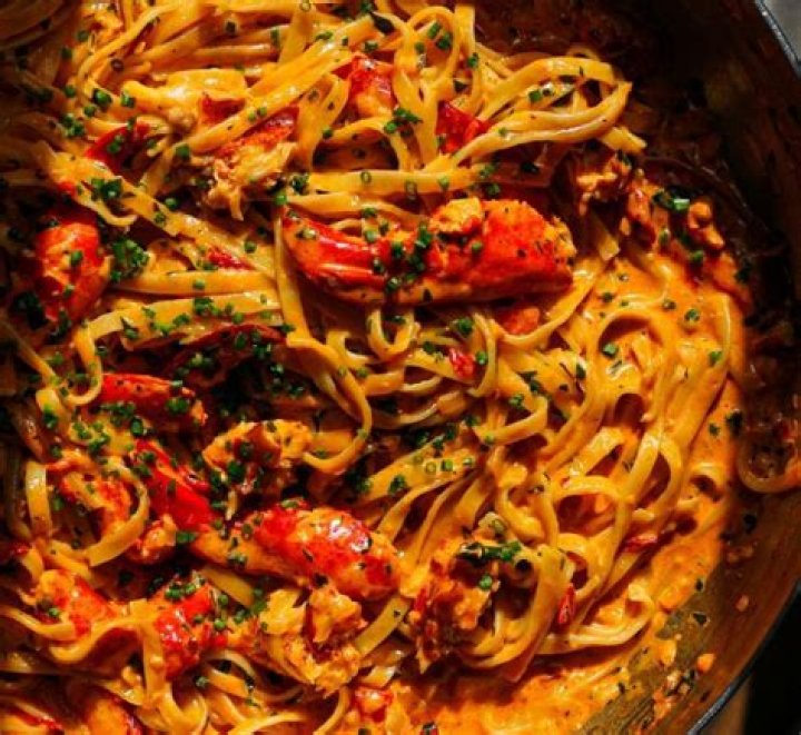 Lobster Pasta with Chili and Garlic Sprinkles and Sprouts