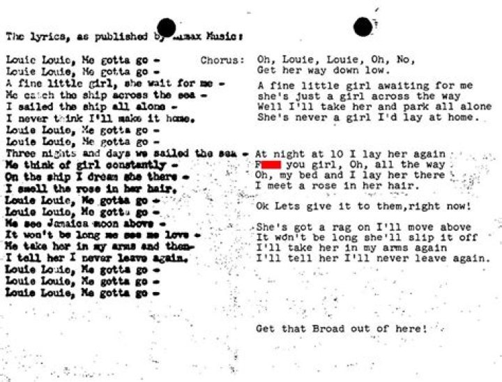 louie louie lyrics controversy